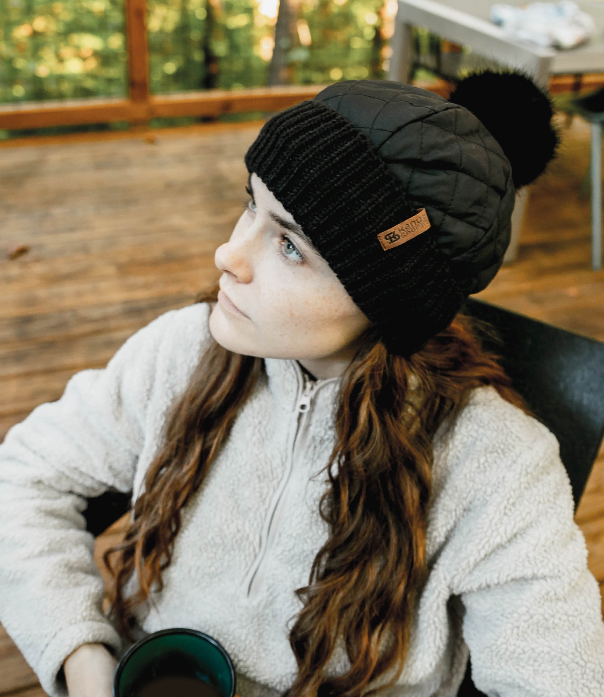 Collie Cuff Beanie with Pom