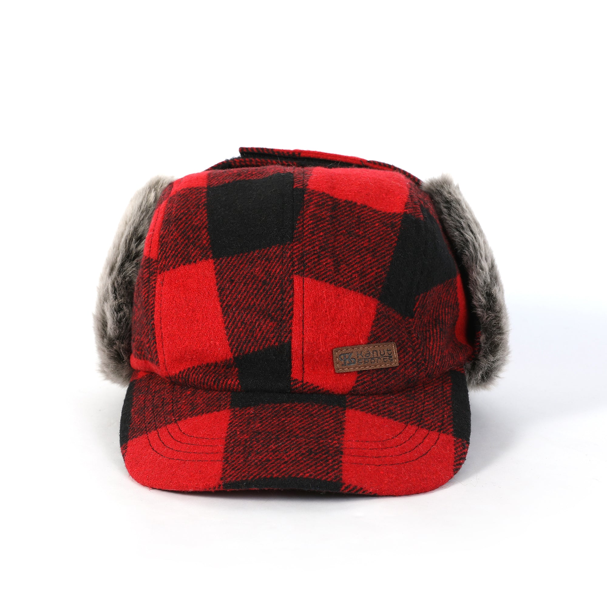 BUCKLAND Wool-Blend Buffalo Plaid Cap with Faux Fur Earflaps