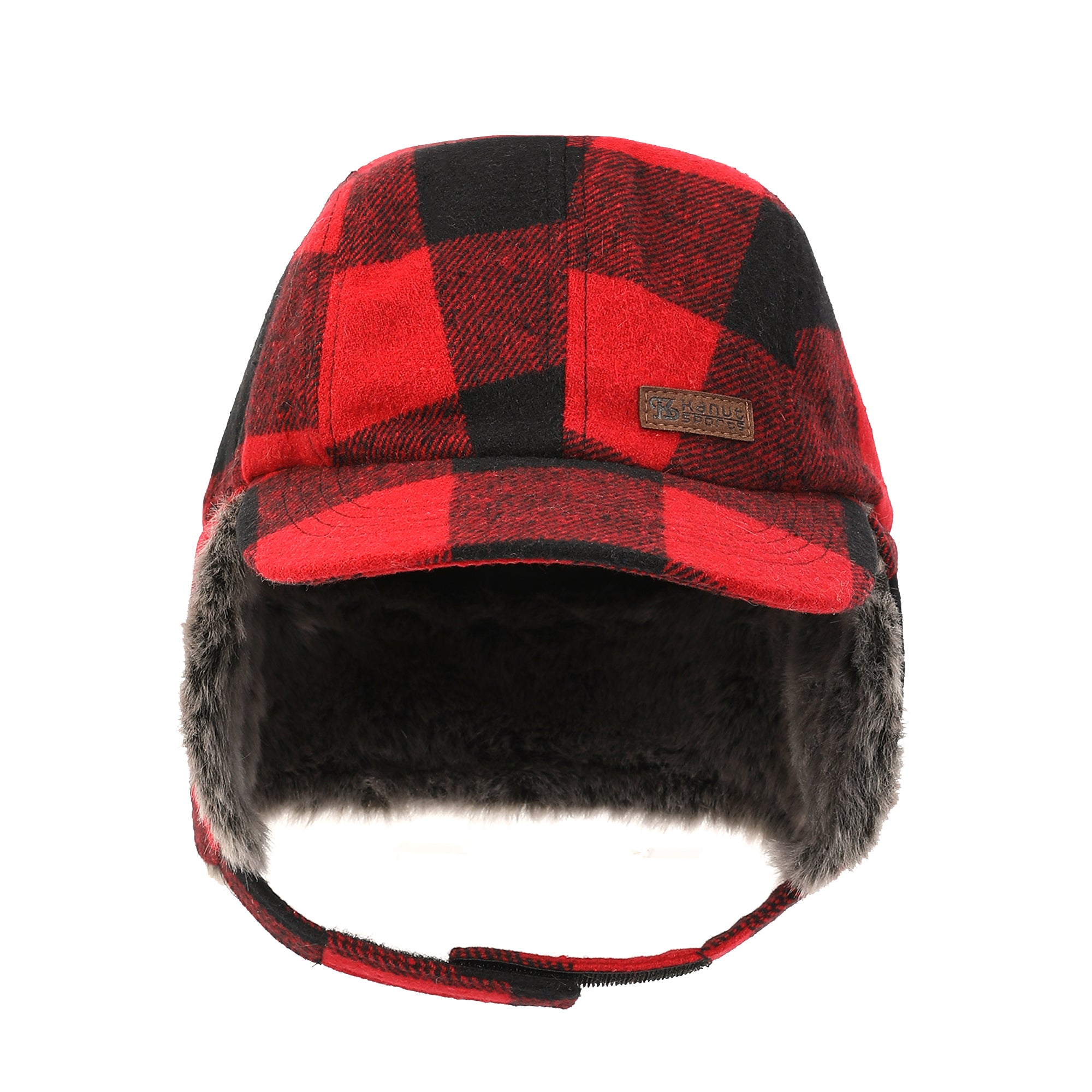 BUCKLAND Wool-Blend Buffalo Plaid Cap with Faux Fur Earflaps