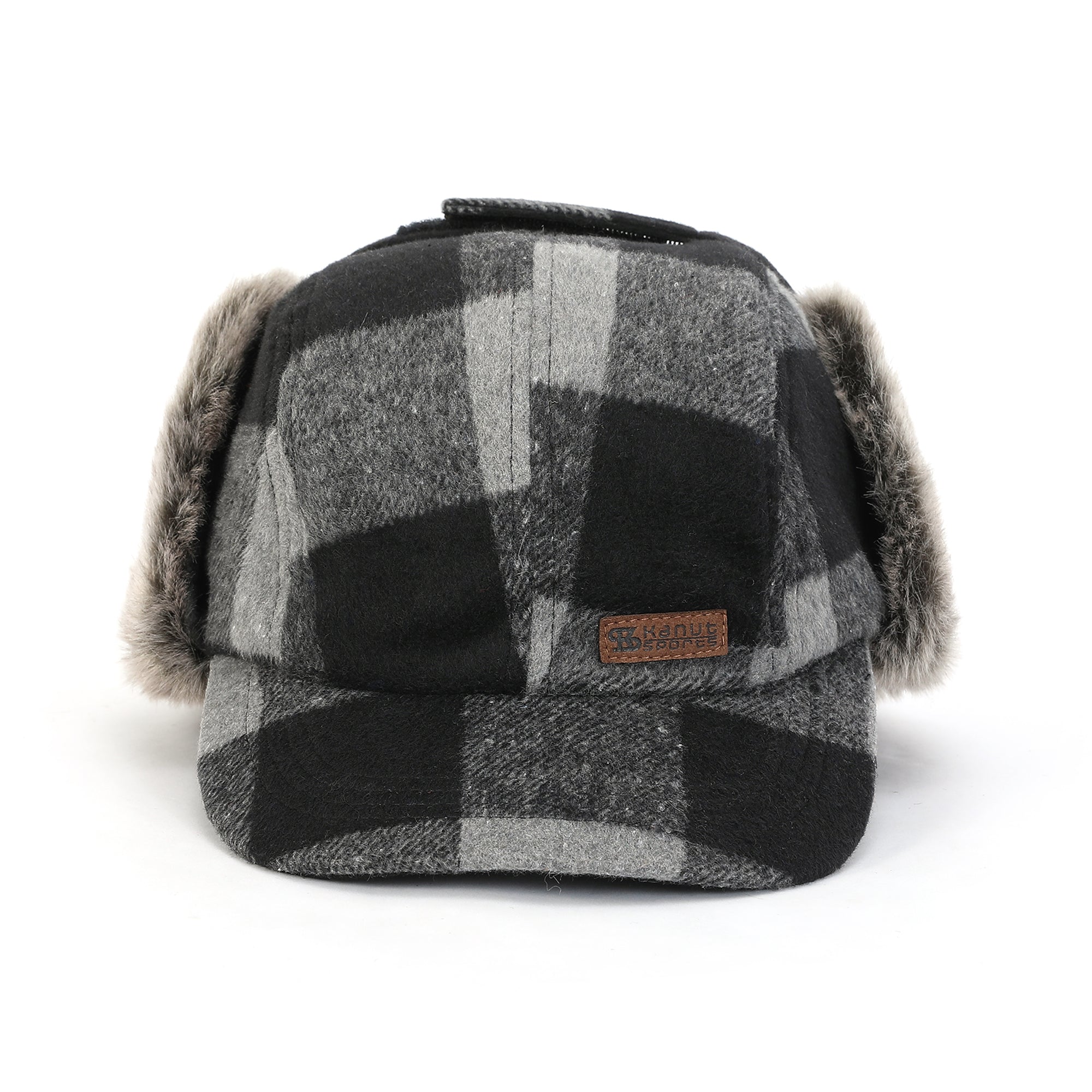 BUCKLAND Wool-Blend Buffalo Plaid Cap with Faux Fur Earflaps