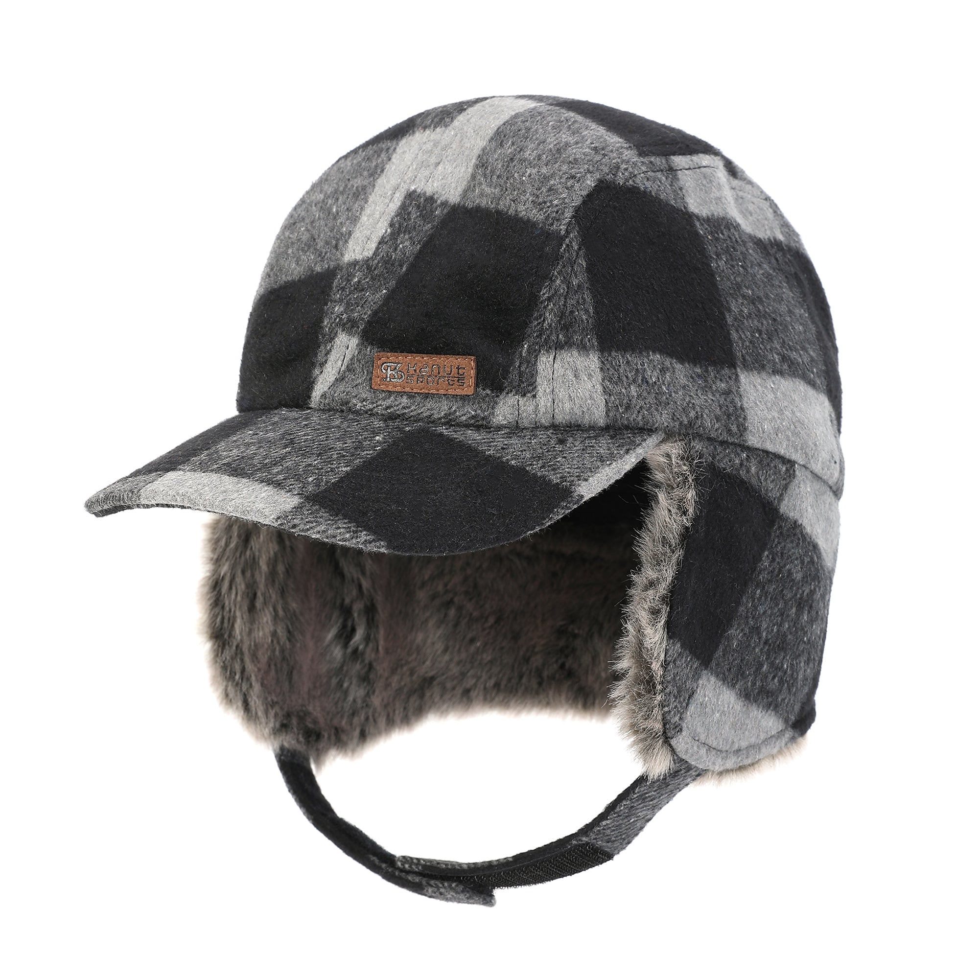 BUCKLAND Wool-Blend Buffalo Plaid Cap with Faux Fur Earflaps