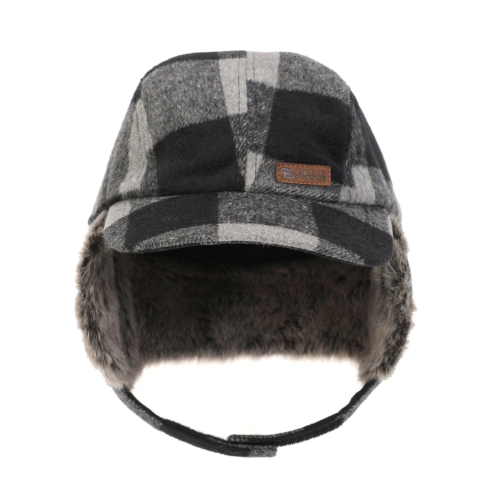BUCKLAND Wool-Blend Buffalo Plaid Cap with Faux Fur Earflaps