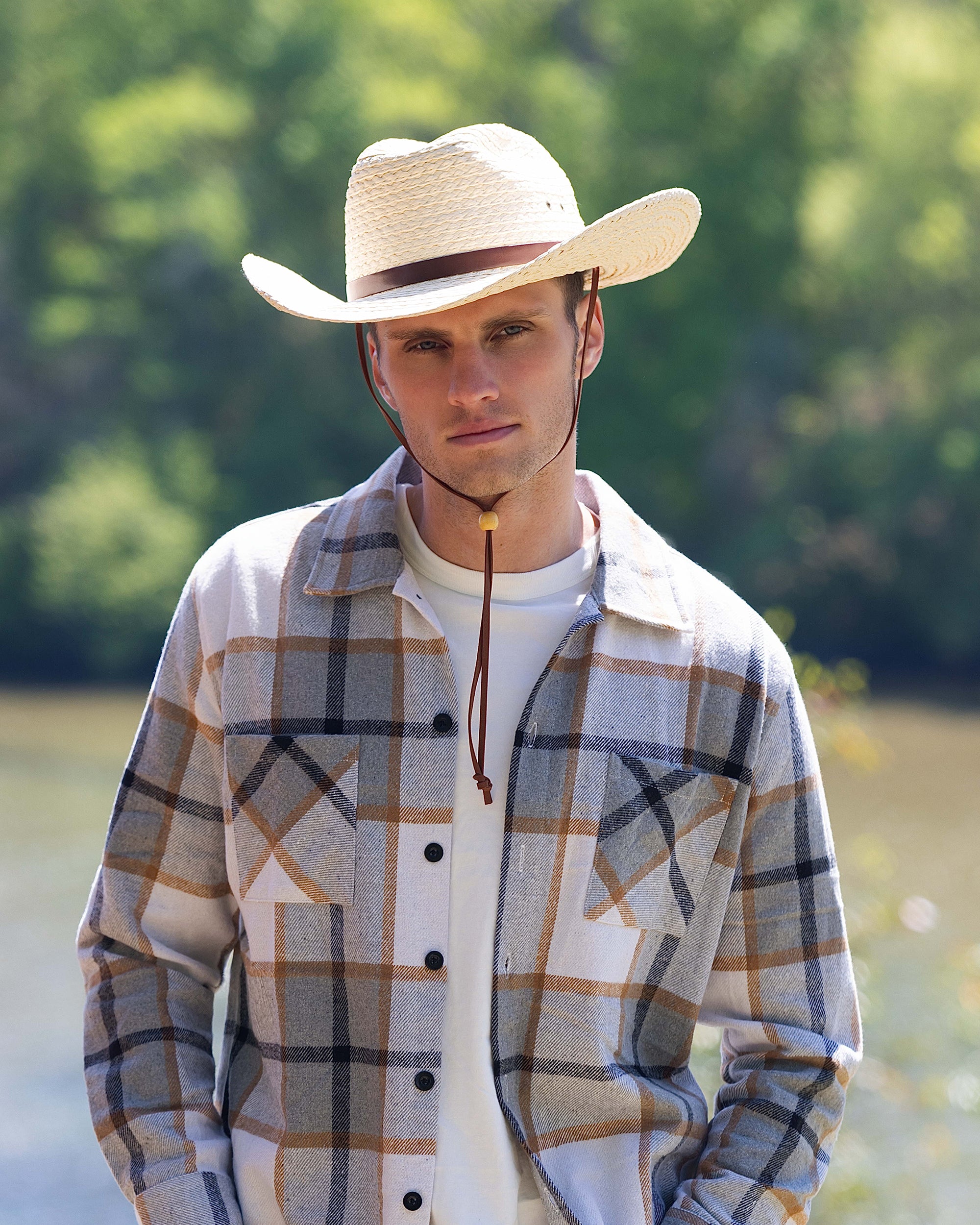 Kuna Unisex Straw Cowboy Hat with Wide Brim