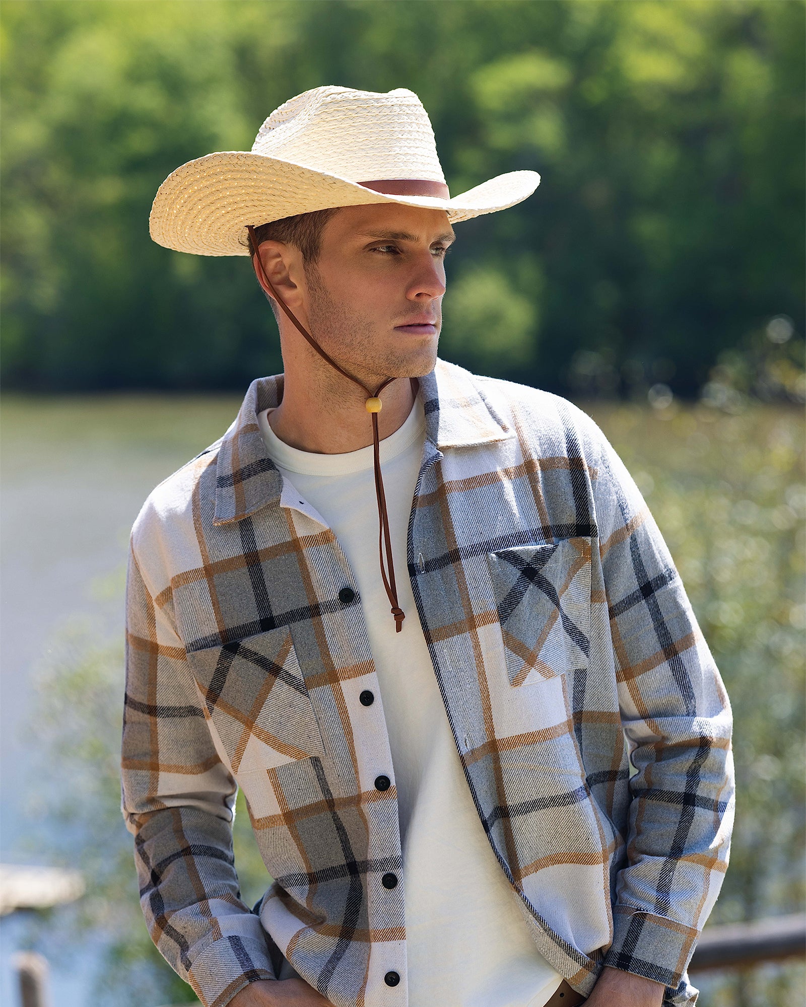 Kuna Unisex Straw Cowboy Hat with Wide Brim