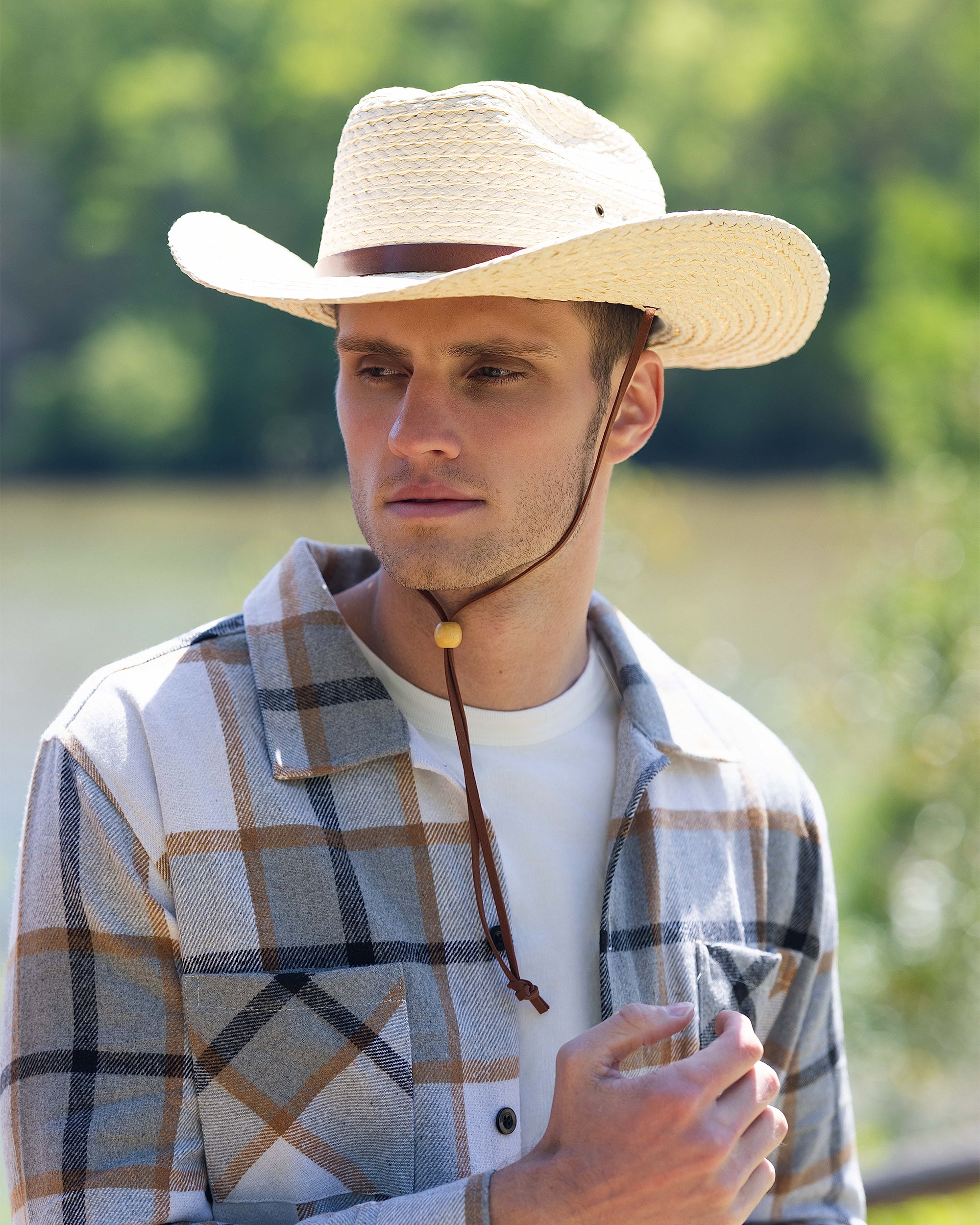 Kuna Unisex Straw Cowboy Hat with Wide Brim