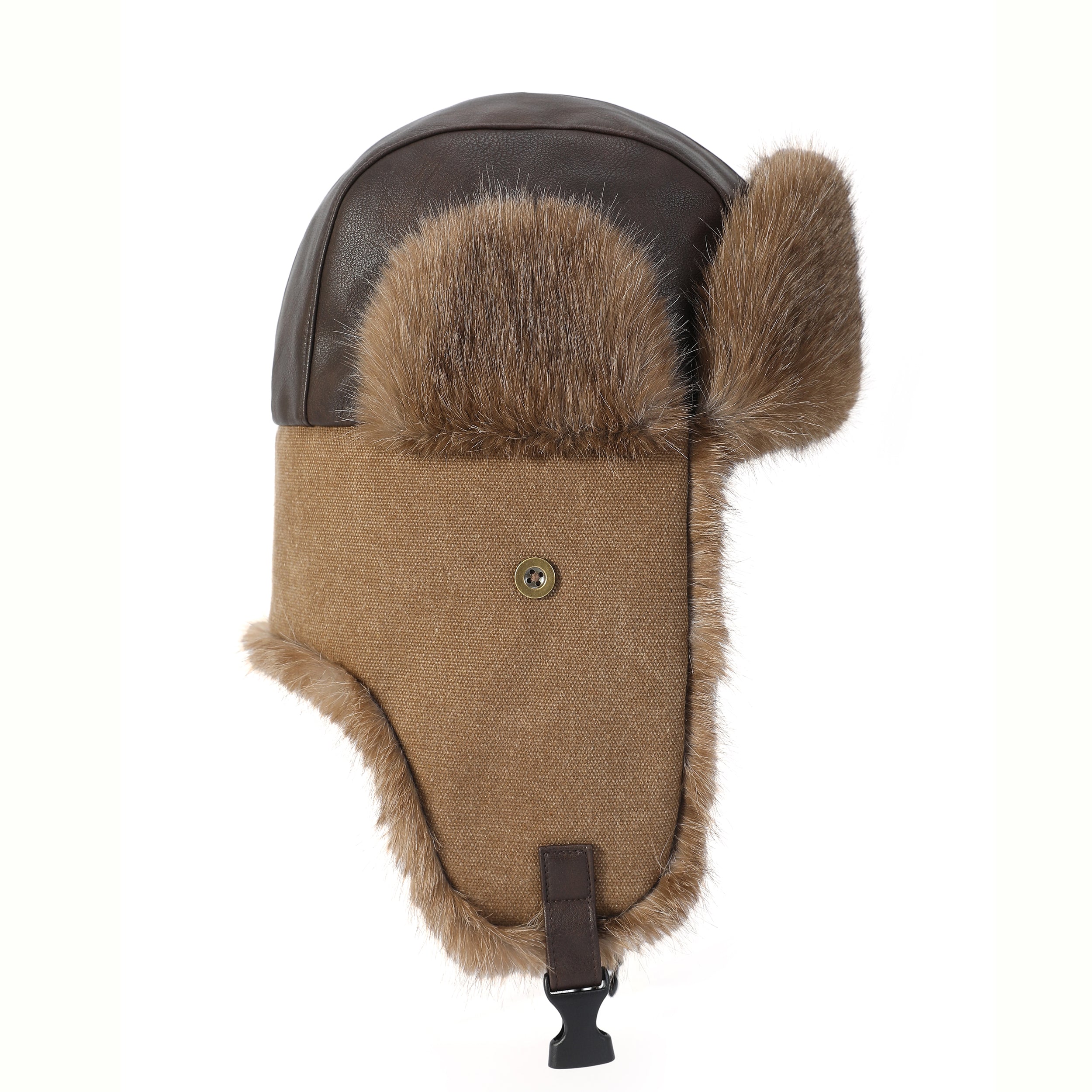 MOHAWK Faux Leather & Canvas Trapper Hat