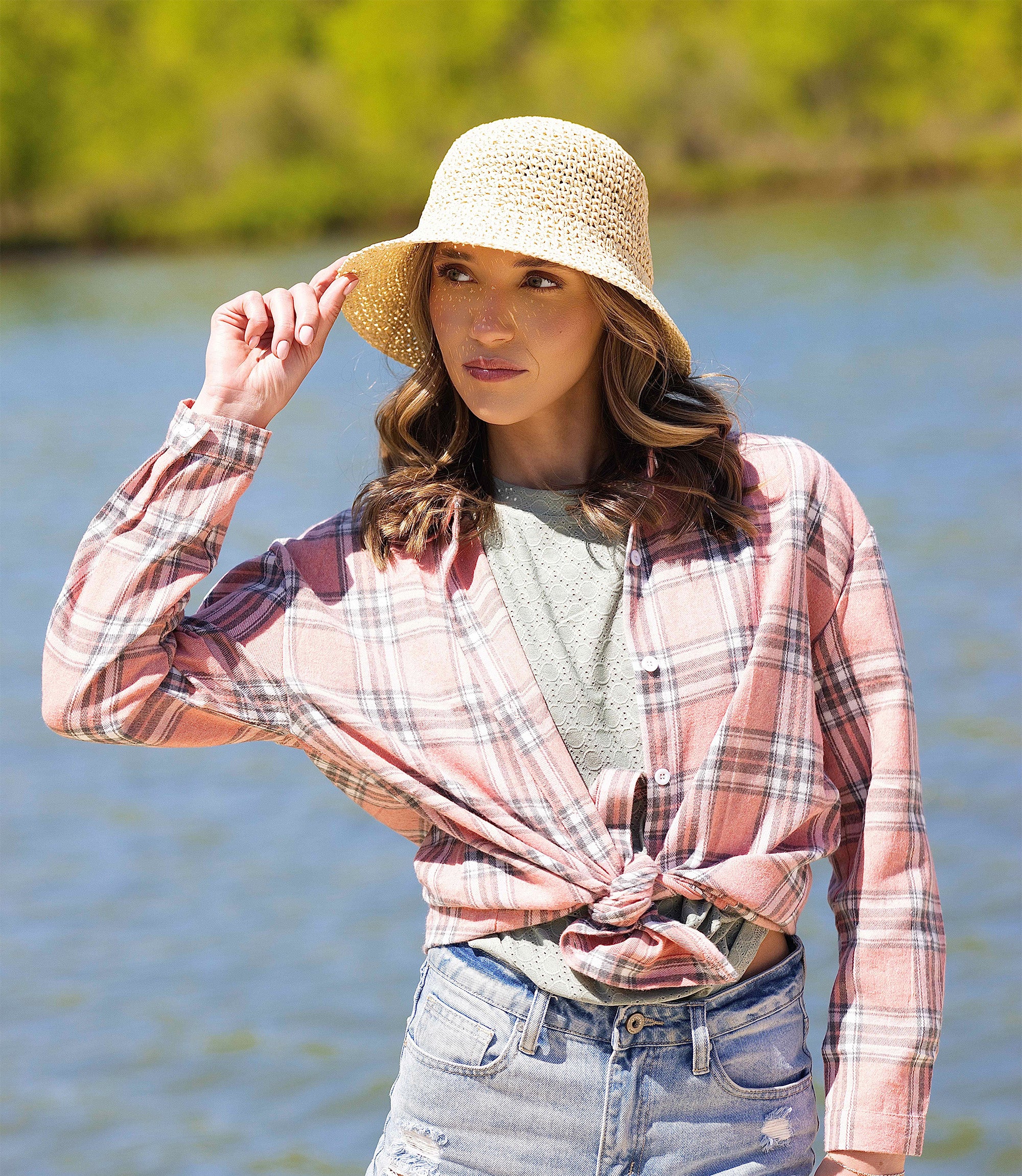 Moriah Women’s Crochet Paper Bucket Sun Hat