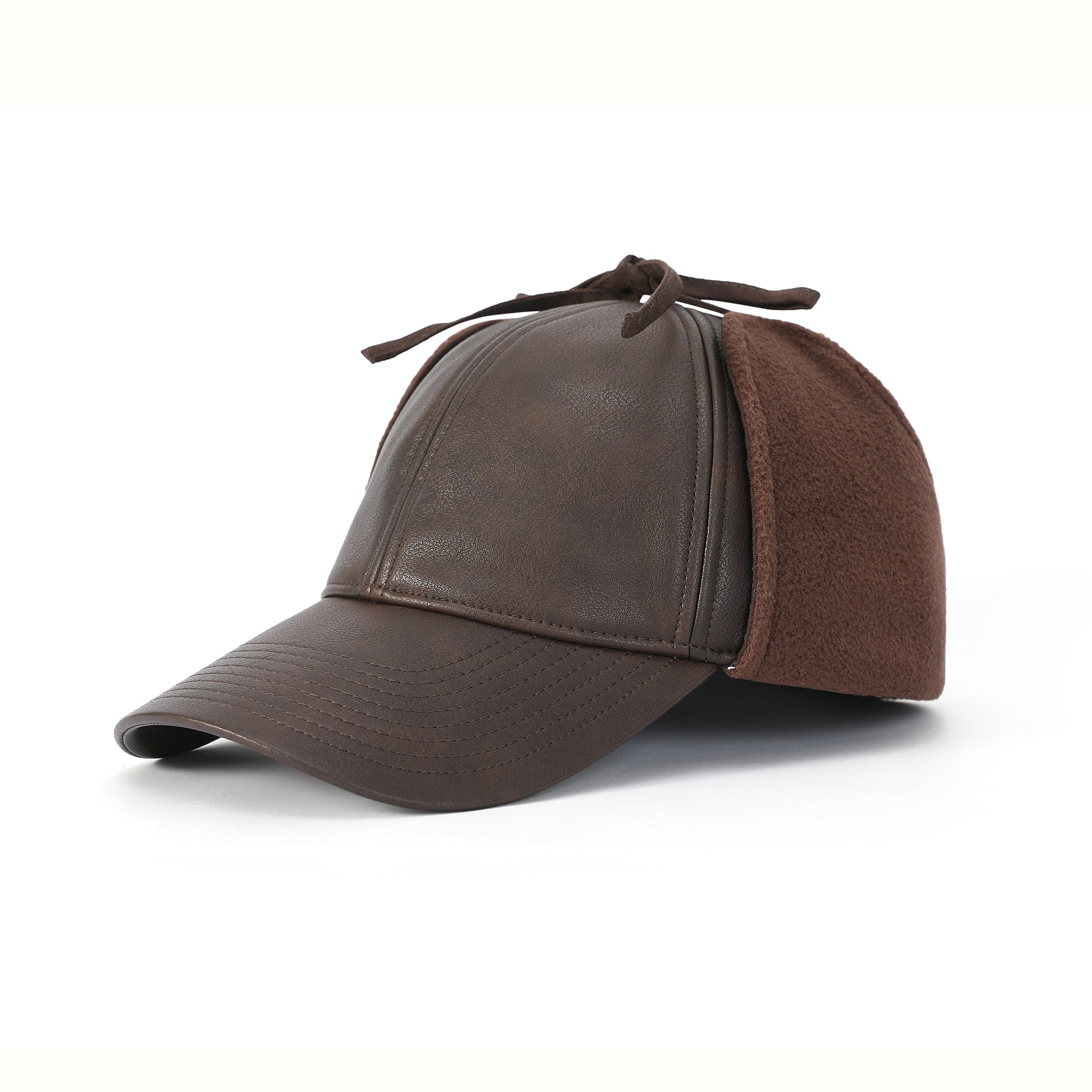 OTTER Faux Leather Cap with Micro Fleece Earflaps
