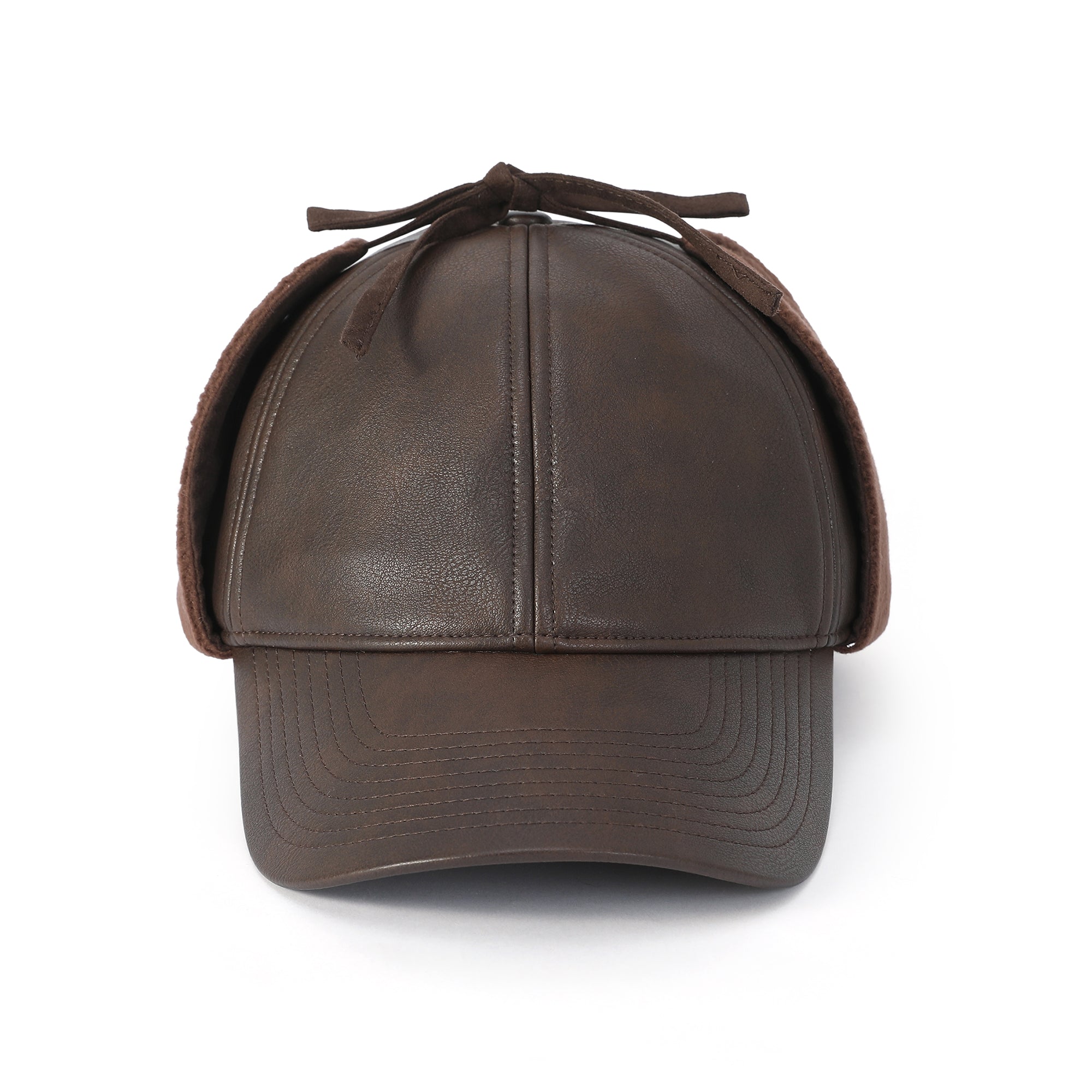 OTTER Faux Leather Cap with Micro Fleece Earflaps