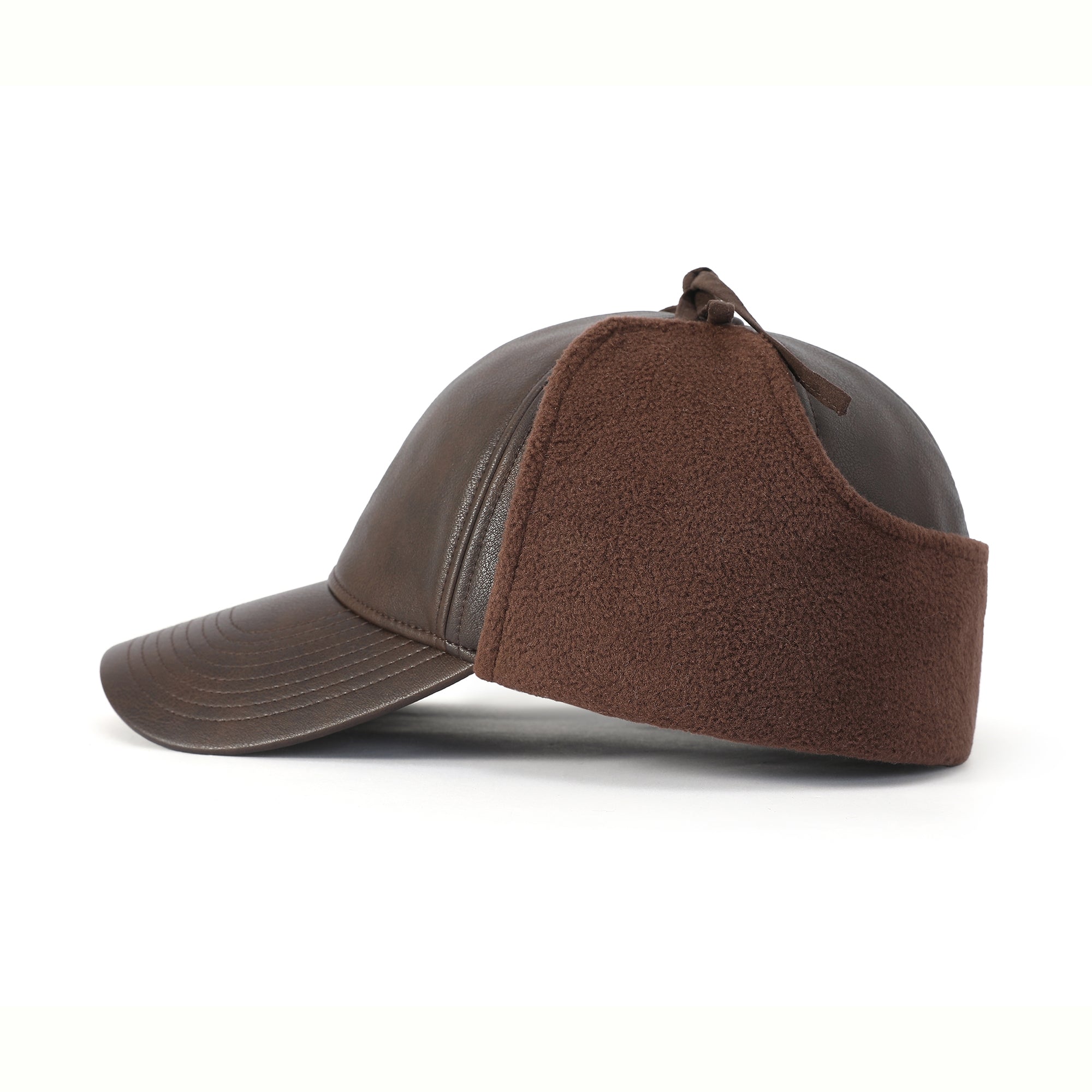 OTTER Faux Leather Cap with Micro Fleece Earflaps