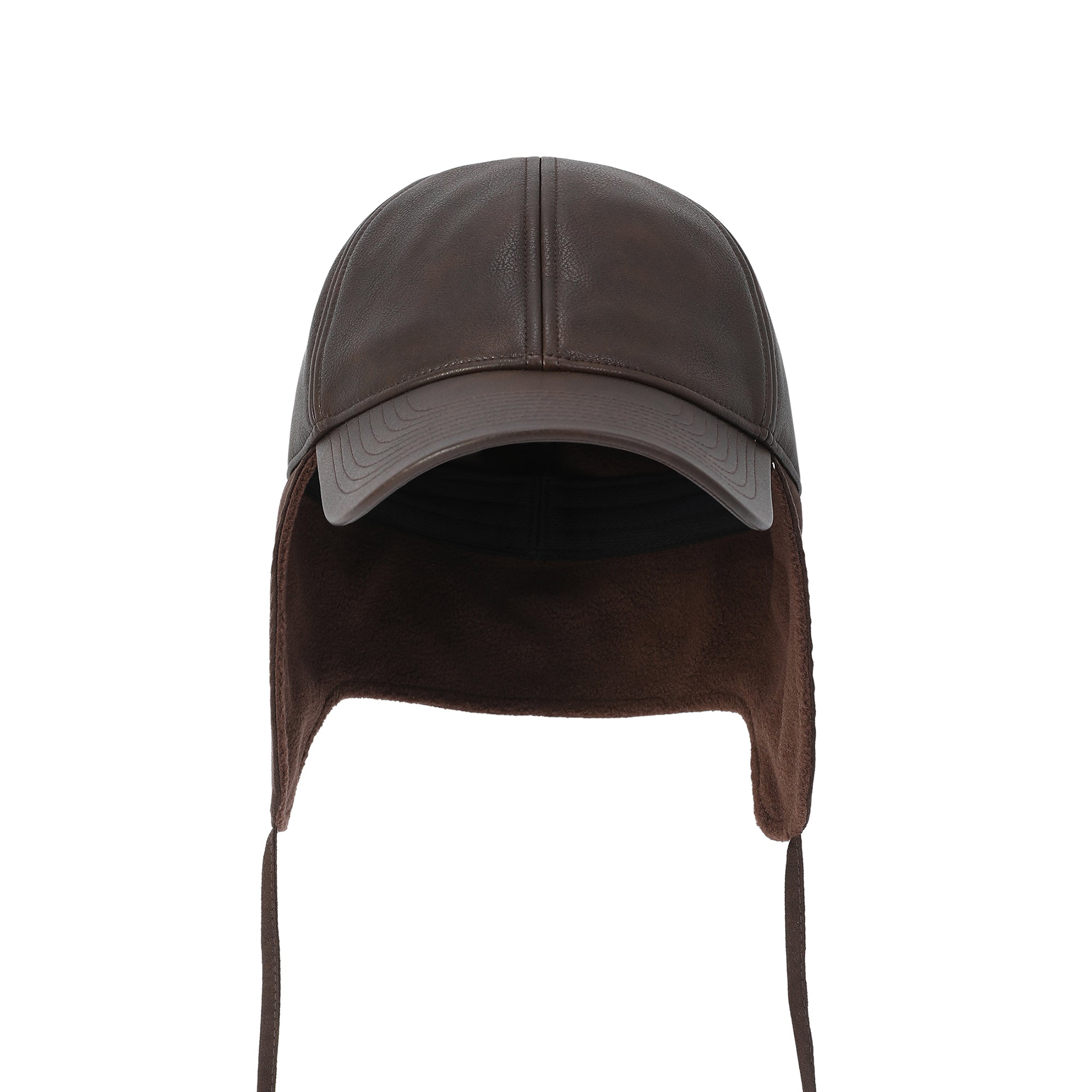 OTTER Faux Leather Cap with Micro Fleece Earflaps