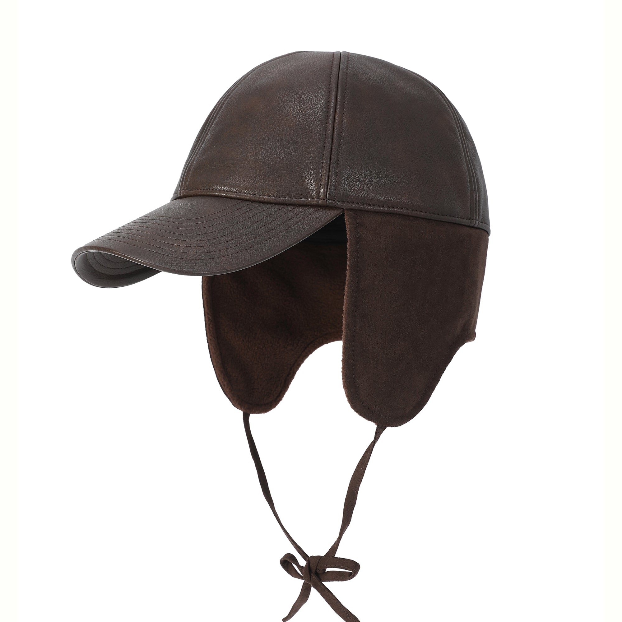 OTTER Faux Leather Cap with Micro Fleece Earflaps