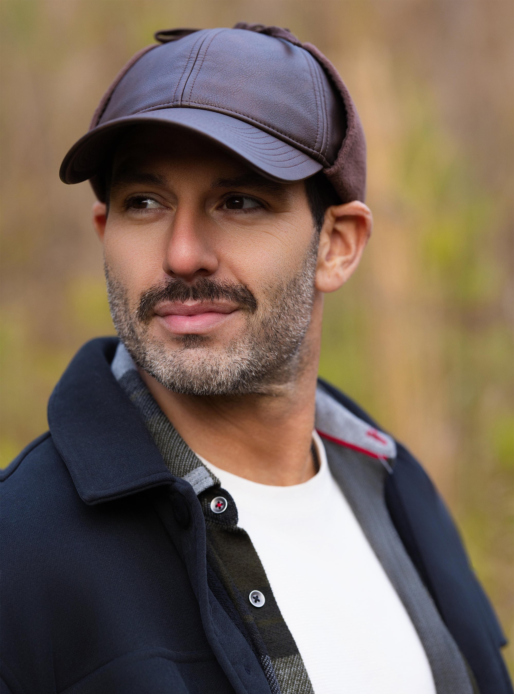 OTTER Faux Leather Cap with Micro Fleece Earflaps