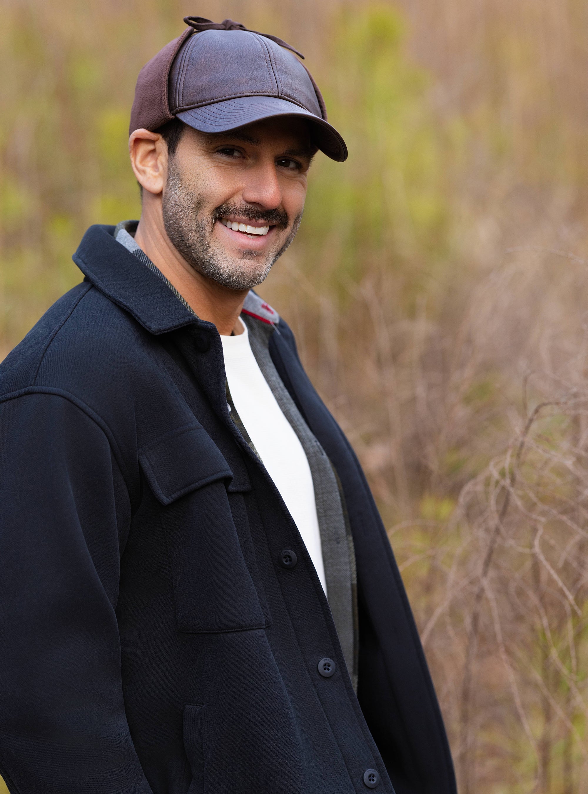 OTTER Faux Leather Cap with Micro Fleece Earflaps