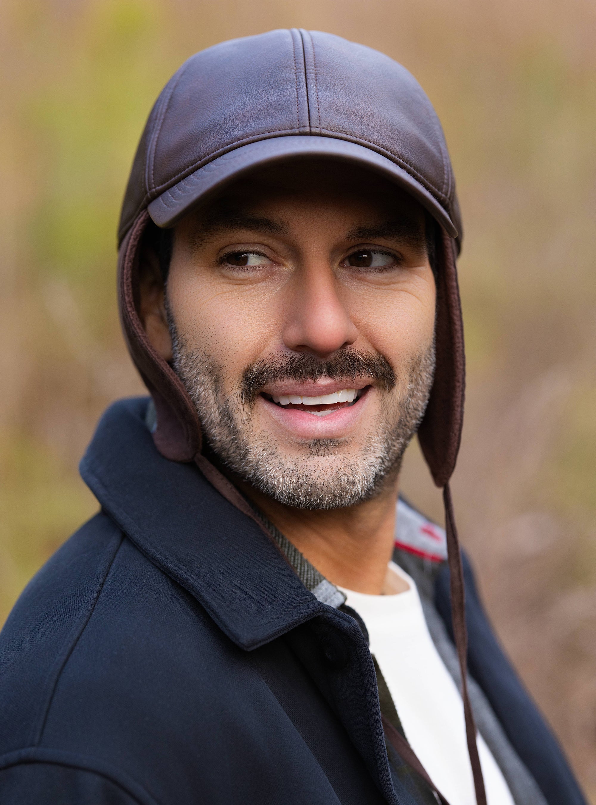 OTTER Faux Leather Cap with Micro Fleece Earflaps